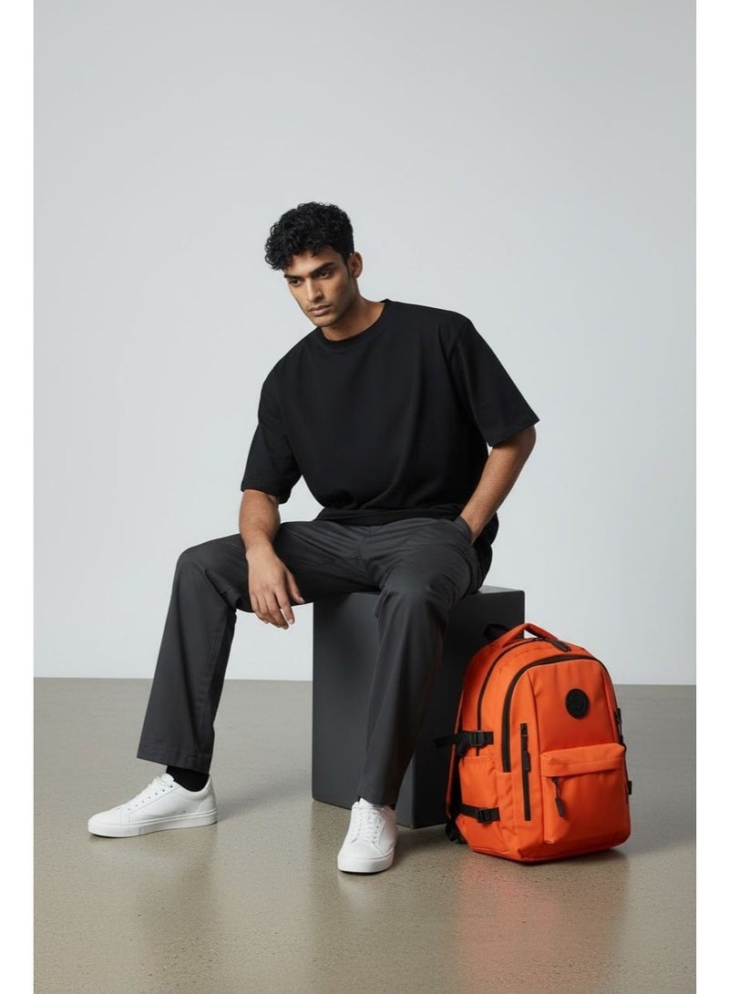 HIGH LINE STORE High Line Waterproof Laptop Backpack – 15 Inch, Multi-Compartment, Large Capacity, Lightweight Fabric, with Laptop Sleeve – Size 45x33x18 cm, 600g, Stylish Design for Daily Essentials, Orange - Image 4
